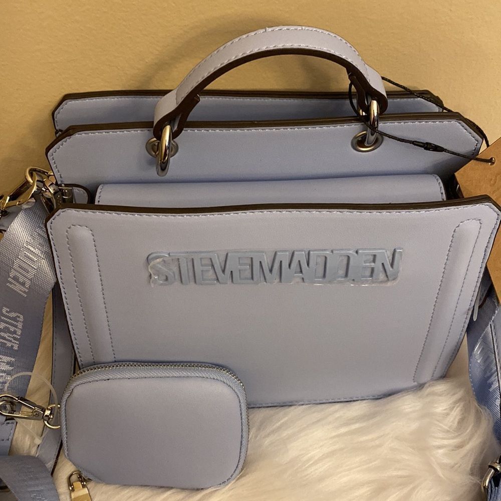NWT Steve Madden (Bevelyn) Crossbody Bag w/Airpod Pouch - Blue Glaze - New Color - Picture 9 of 14